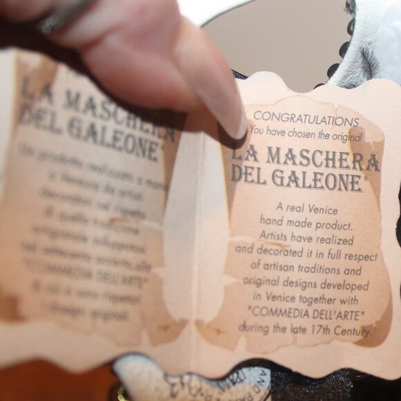 New La Maschera del Galeone Hand Made in Italy Feathered Mask w Certificate - Picture 5 of 10